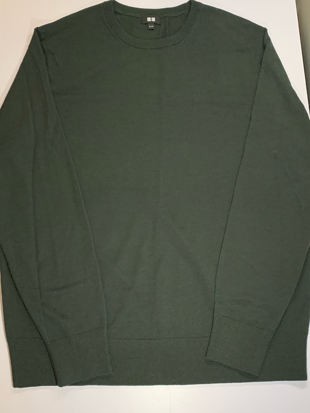 Uniqlo Wool Crewneck Sweater XL Hunter Green Long Sleeve Lightweight Minimalist